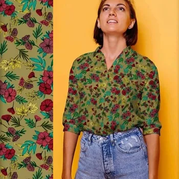 Šatovka B0140 olivová, vínové květy, š.150