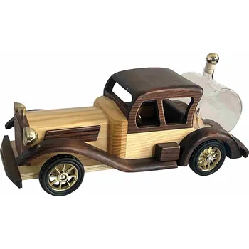 Dřevěný Oldtimer s láhví 350 ml - světle hnědý