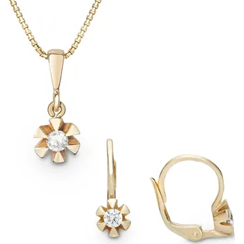 Souprava šperků Souprava náušnic a přívěšku ze žlutého zlata se zirkony 451.90+450.90