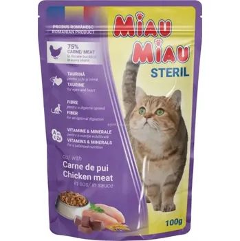 Krmivo pro kočku Miau Miau Cat Sterilised kuřecí, kapsa 100 g