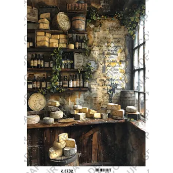 Umělecký papír Rýžový a soft papír na decoupage - Krajina vintage - KB03732 Materiál: Soft, Rozměr: A4