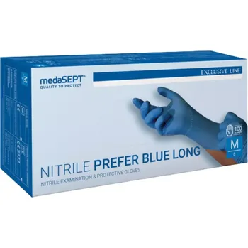 Vyšetřovací rukavice medaSEPT Rukavice nitrilové LONG nepudrované modré, L