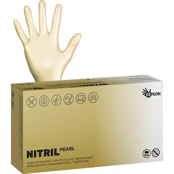 Vyšetřovací rukavice Nitrilové rukavice NITRIL SPARKLE 100 ks, nepudrované M, perleťově zlaté