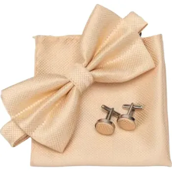 Sada motýlek, kapesníček a manžetové knoflíčky 7209, Barva zlatá