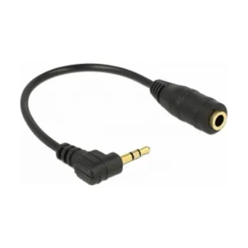 Audio kabel Delock audio stereo kabel 2,5 mm samec pravoúhlý na 3,5 mm samice,3 pin 14 cm