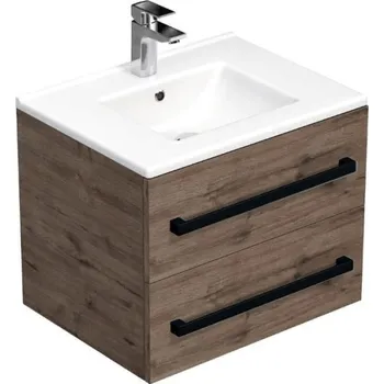 Nábytek Swiss aqua technologies Koupelnová skříňka s černou úchytkou a umyvadlem SAT Cube Way 60x53x46 cm dub Wellington mat CUBE46C602DWMOD