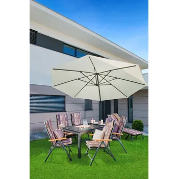 Slunečník Derby RAVENNA 4 m – velký zahradní slunečník s boční tyčí (Design látky: 820)