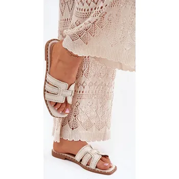 Dámské pantofle Zdobené pantofle na plochém podpatku Anniles Barva: Béžová, Velikost: 39