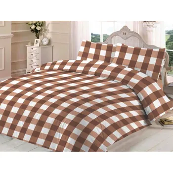 Povlečení Top textil Bavlněné povlečení Hnědá kostka 140x200, 70x90 cm