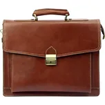 Velká hnědá hladká kožená aktovka Vera Pelle no. 8014