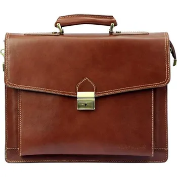 Kabelka Velká hnědá hladká kožená aktovka Vera Pelle no. 8014