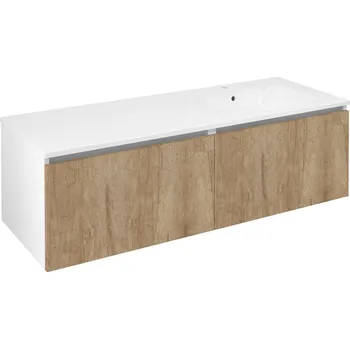 Umyvadlo Sapho LOREA skříňka 140x46x51,5cm (70+70cm), pravá, dub alabama/bílá mat