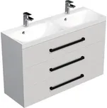 Swiss aqua technologies Koupelnová skříňka s černou úchytkou a umyvadlem SAT Cube Way 120x76,5x40 cm bílá lesk lesk CUBE2C1203BL