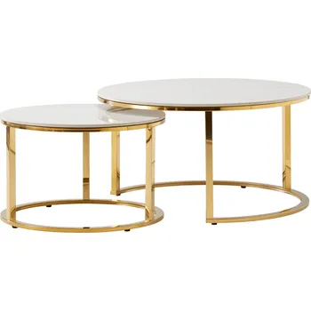 Konferenční stolek Tempo Kondela Set 2 konferenčních stolků, zlatá/imitace mramoru, DEVNET 2 NEW