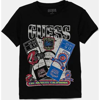 Dětské bavlněné tričko Guess L5YI10.K8HM4.9BYA černá 99X, vel. 125-135