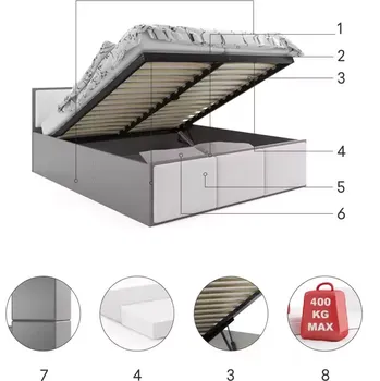 Postel BMS GROUP Postel Panamax 120x200 s roštem a matrací, Grafit, Bílá