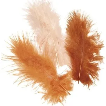 Peří marabu 10 cm - rezavý mix