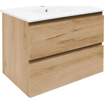 Nábytek Swiss aqua technologies Koupelnová skříňka 2 zásuvková s umyvadlem SAT B-Way 79x50x45 cm dub mat BWAY280OAKU4BI