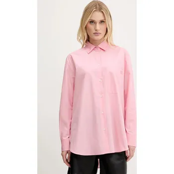 Dámská košile Bavlněná košile HUGO The Oversize Shirt dámská, bílá barva, relaxed, s klasickým límcem, 50515741 39X, vel. 40