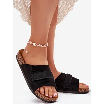 Dámské pantofle Dámské Pantofle S Klepem Na Korkové Platformě Baylin Barva: Černá, Velikost: 39