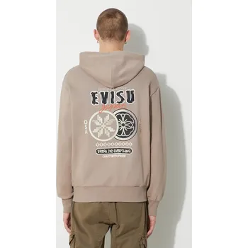 Pánská mikina Bavlněná mikina Evisu Double Kamon EMB 2EAHTM3SW1076RXCT béžová 80X, vel. XL