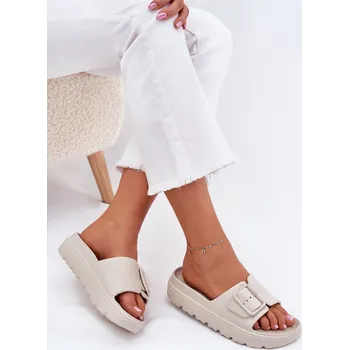 Dámské pantofle Dámské Pěnové Pantofle Na Platformě S Přezkou Viasara Barva: Béžová, Velikost: 38