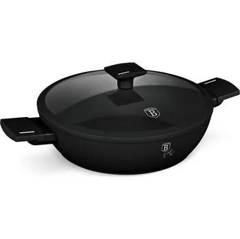 Pánev Berlingerhaus Pánev s titanovým povrchem a poklicí 30 cm Matte Black Collection BH-8186