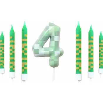Dortová svíčka Narozeninové svíčky na dort - STYL MINECRAFT - Číslo 4 (Značka: MINISO)