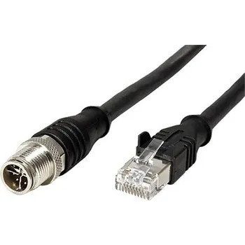 Síťový kabel METZ CONNECT Kabel M12 8pin (M) kód X - RJ45(M), 2m, černý (142M5X15020) - 21.16.8879