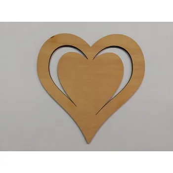 Vánoce Dřevěný výřez srdce v srdci vel.2