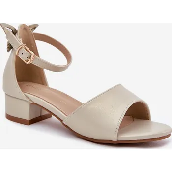 Dívčí sandály Lesklé Dívčí Sandály Na Nízkém Podpatku Ainare Barva: Zlatá, Velikost: 32