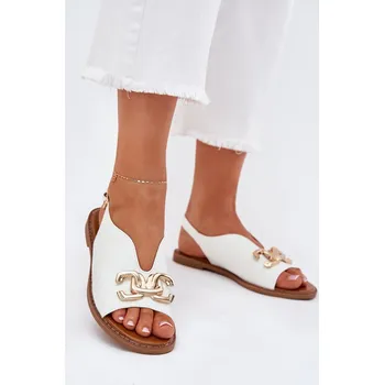 Dámské sandále Dámské Sandály Na Plochém Podpatku Se u Ozdobou Amelira Barva: Bílá, Velikost: 37