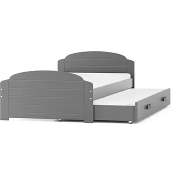 Postel BMS GROUP Dětská postel Lili - 2 osoba, 90x200 s výsuvnou přistýlkou bez matrace – Grafit, Grafit