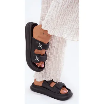 Dámské pantofle Dámské Pěnové Pantofle Na Platformě Ecru Falowena Barva: Černá, Velikost: 40/41