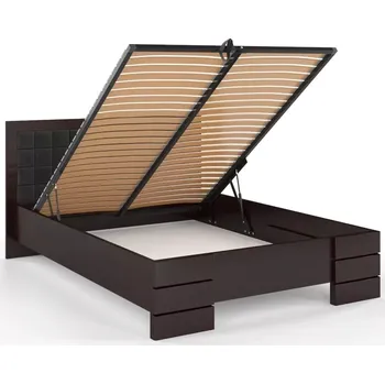 Postel Visby Čalouněná postel GOTLAND High BC Long, delší o 20cm, borovice (Barva dřeva: Palisandr, Rozměr: 160x220 cm, Barva látky: Casablanca 2315)