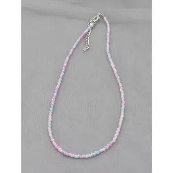 Náhrdelník B-TOP Jednoduchý korálkový náhrdelník s kovovým zapínáním – více barev Druh barvy: Růžová