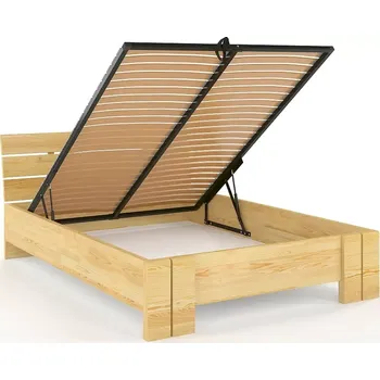 Postel Visby Dřevěná postel s úložným prostorem Arhus High & BC, borovice (Rozměr: 120x200 cm, Barva: Přírodní)