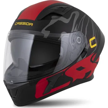 Helma na motorku Cassida Moto přilba Orbit Multivers černá matná/červená/šedá/žlutá (Velikost: L (59-60))