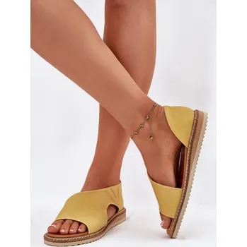 Dámská obuv Kožené Dámské Sandály Artiker 46C1015 Žluté Barva: Zlatá, Velikost: 36