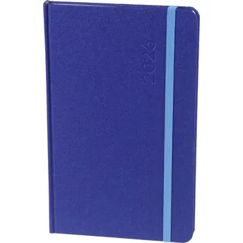 Diář Diář A5 týdenní poznámkový Trend - plátno modré/světle modrá gumička