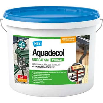 HET Aquadecol UNICOAT SM samozákladující univerzální vodou ředitelná polomatná barva na kov a dřevo 2.5 l 1000 - Bílá