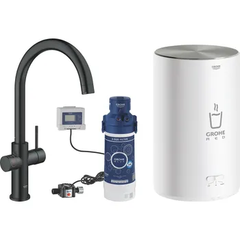 Vodovodní baterie Grohe Dřezová baterie Red Duo s výpustí velvet black 30083KS1