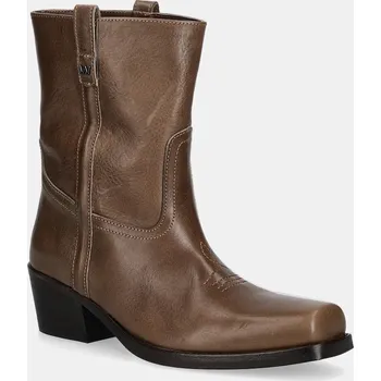 Dámské kozačky Kožené kotníkové boty Weekend Max Mara Ranch dámské, hnědá barva, na malém podpatku, 2525796034600 2525796034600.MUD 89X, EUR 36