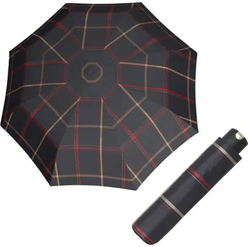 Deštník Doppler Carbonsteel Mini Woven Karo/černý - dámský skládací deštník