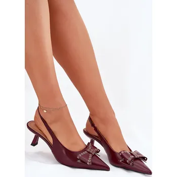 Dámské lodičky Lodičky Na Podpatku S Mašlí Folesca Barva: Červená, Velikost: 39