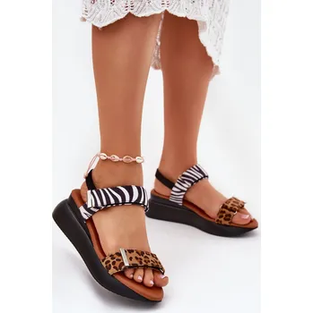 Dámské sandále Dámské sandály na platformě gepard a zebra Monera Barva: Béžová, Velikost: 36