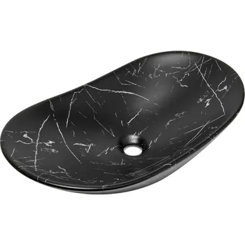 Umyvadlo Swiss aqua technologies Umyvadlo na desku SAT Infinitio 61,5x36 cm černý matný mramor, bez přepadu SATINF61536MRBKM