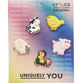 Pánské pantofle Připínačky na obuv Crocs Farm Friend Animals 5-pack 10015763.Farm vícebarevná MLC, vel. ONE SIZE