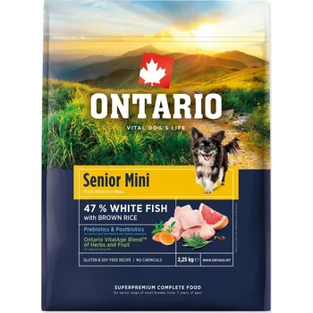 Krmivo pro psa Ontario Krmivo Senior Mini Fish & Brown Rice 2,25kg