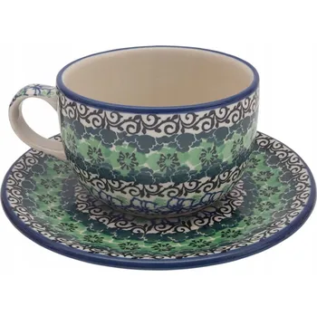 Šálek Ceramika Artystyczna Bolesławiec vzor 1479 Starzyk zelené KVĚTY keramika 200 ml 1 ks